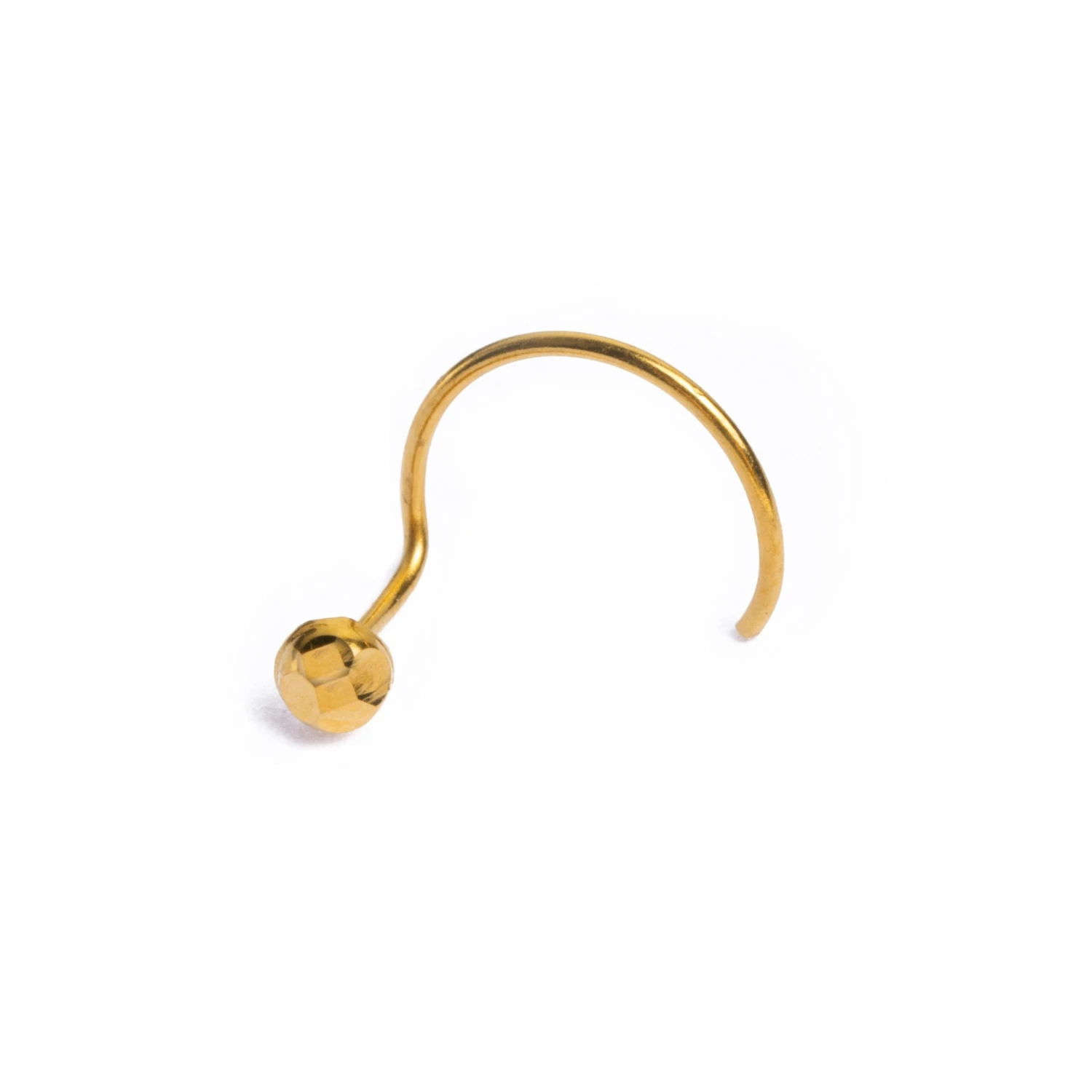 18ct Yellow Gold Nose Stud With Wire Coil Back. 2 18ct Yellow Gold Nose Stud With Wire Coil Back. - Image 2