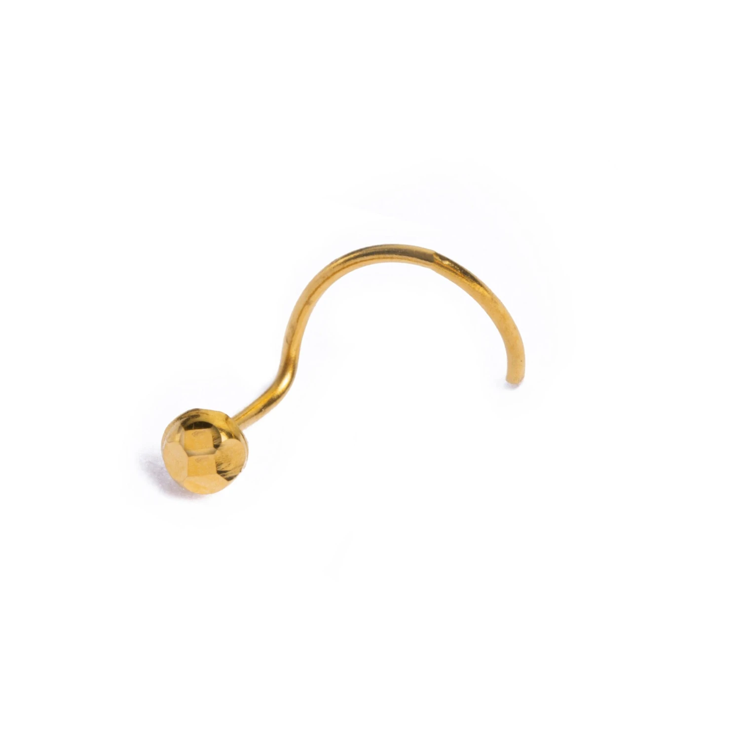 18ct Yellow Gold Nose Stud With Wire Coil Back. 3 18ct Yellow Gold Nose Stud With Wire Coil Back. - Image 3
