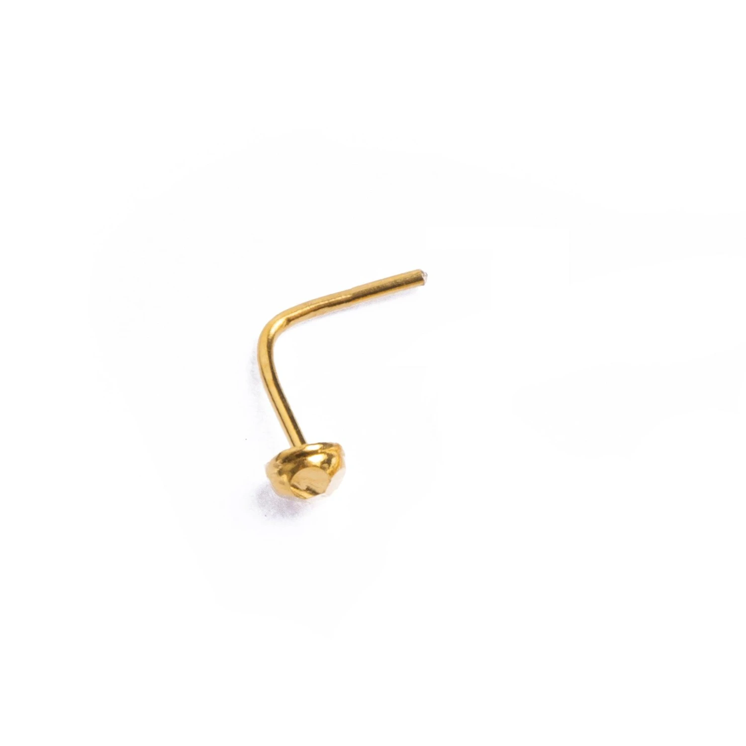 18ct Yellow Gold Nose Stud With L-Shape Back. 2 18ct Yellow Gold Nose Stud With L-Shape Back. - Image 2