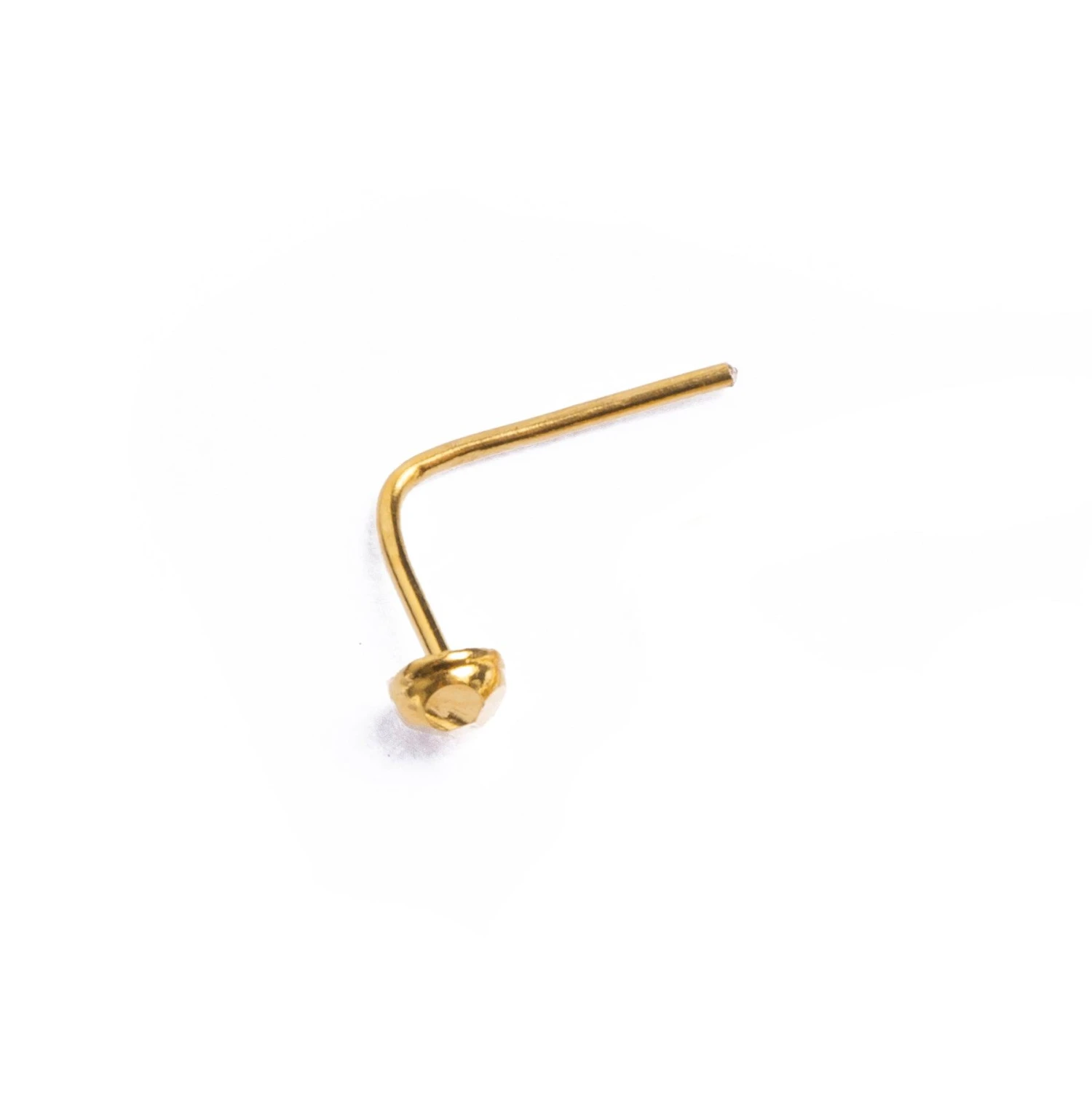18ct Yellow Gold Nose Stud With L-Shape Back. 3 18ct Yellow Gold Nose Stud With L-Shape Back. - Image 3