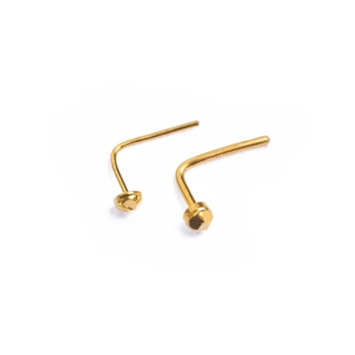 18ct Yellow Gold Nose Stud With L-Shape Back.