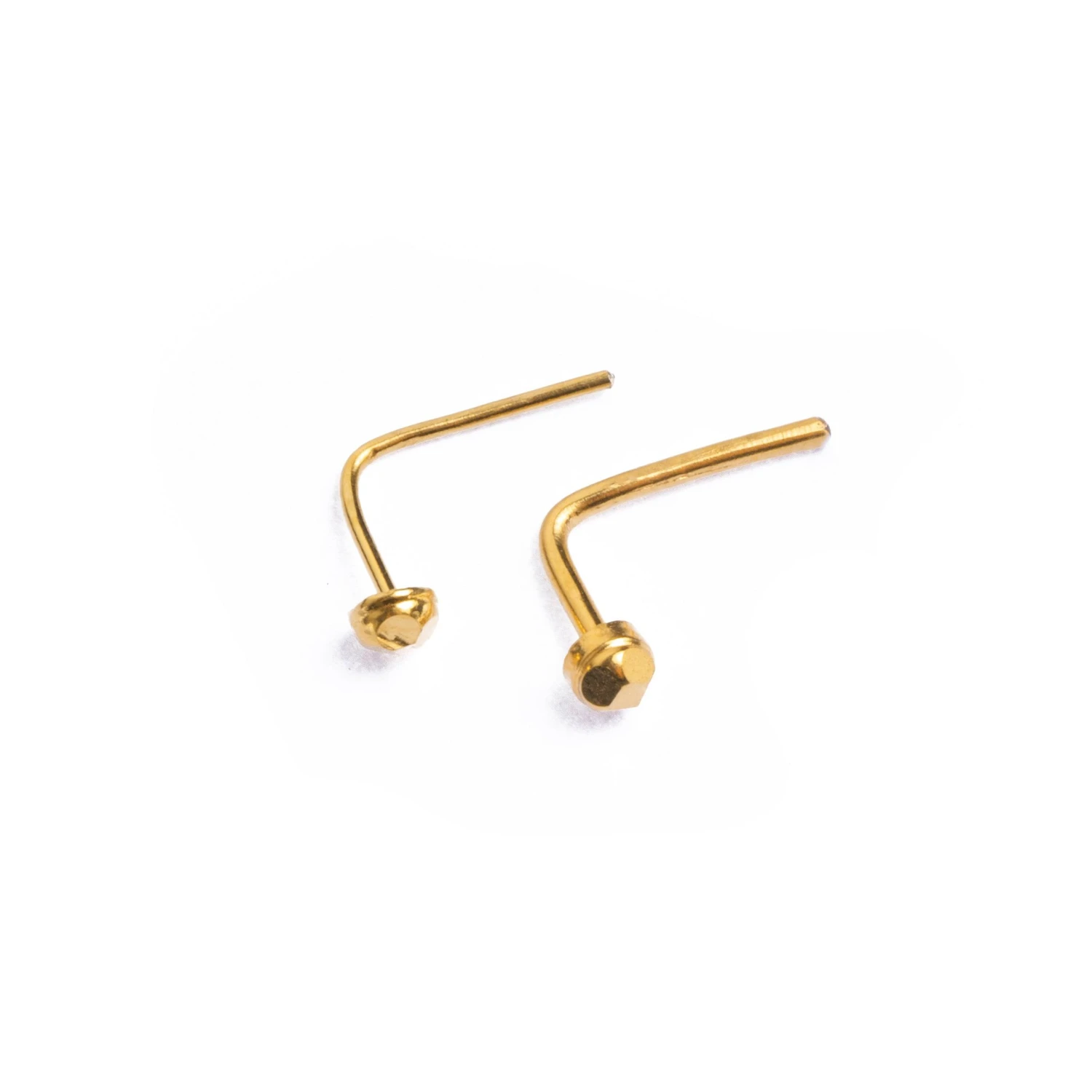 18ct Yellow Gold Nose Stud With L-Shape Back. 1 18ct Yellow Gold Nose Stud With L-Shape Back.