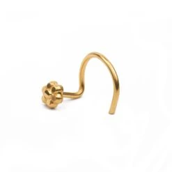 18ct Yellow Gold Flower Design Wire Coil Nose Stud.