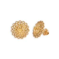 22ct Gold Antiquated Look Chain, Pendant And Earrings Set With Cubic Zirconia Stones (25.2g) CH&P&E-8445 -Shiny Jewelry Hub N E 8445 2