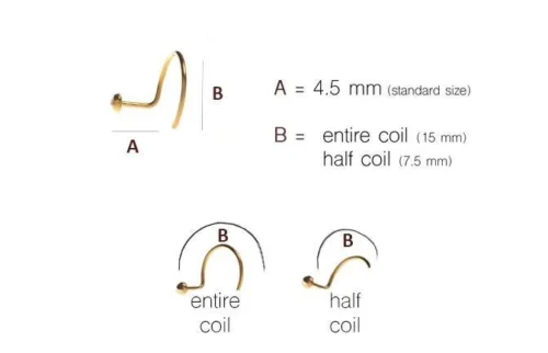 18ct Gold Diamond And Ruby Cluster Wire Coil Back Nose Stud. -Shiny Jewelry Hub NoseStudWireCoilCustomisation 4689 4c96ff17 0695 4b7d 9728 bacd4919a3fa