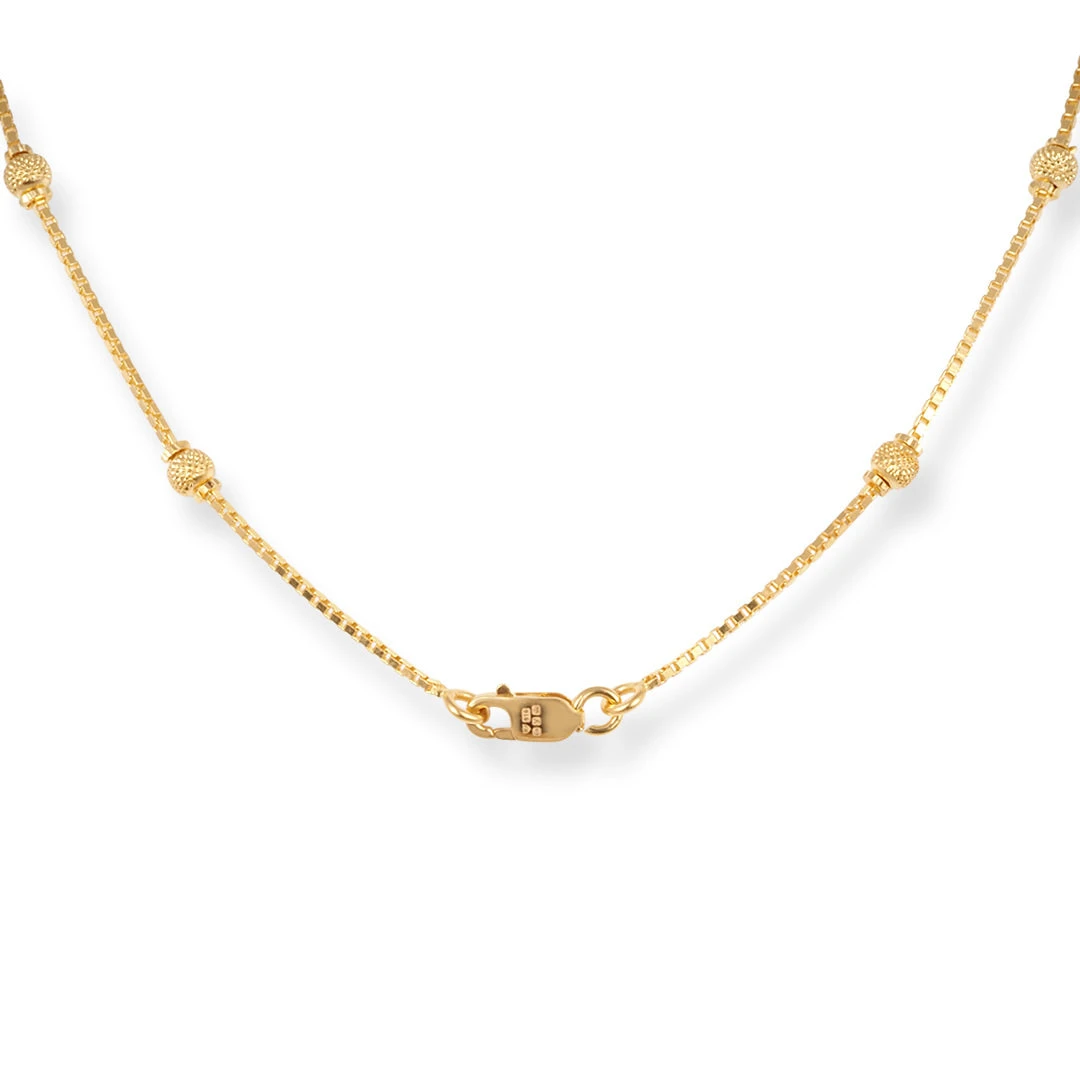 22ct Gold Chain With Diamond Cut & Gold Beads At Intervals With Lobster Clasp – Elegant Luxury Jewellery| 16 Inches 2 22ct Gold Chain With Diamond Cut & Gold Beads At Intervals With Lobster Clasp – Elegant Luxury Jewellery| 16 Inches - Image 2