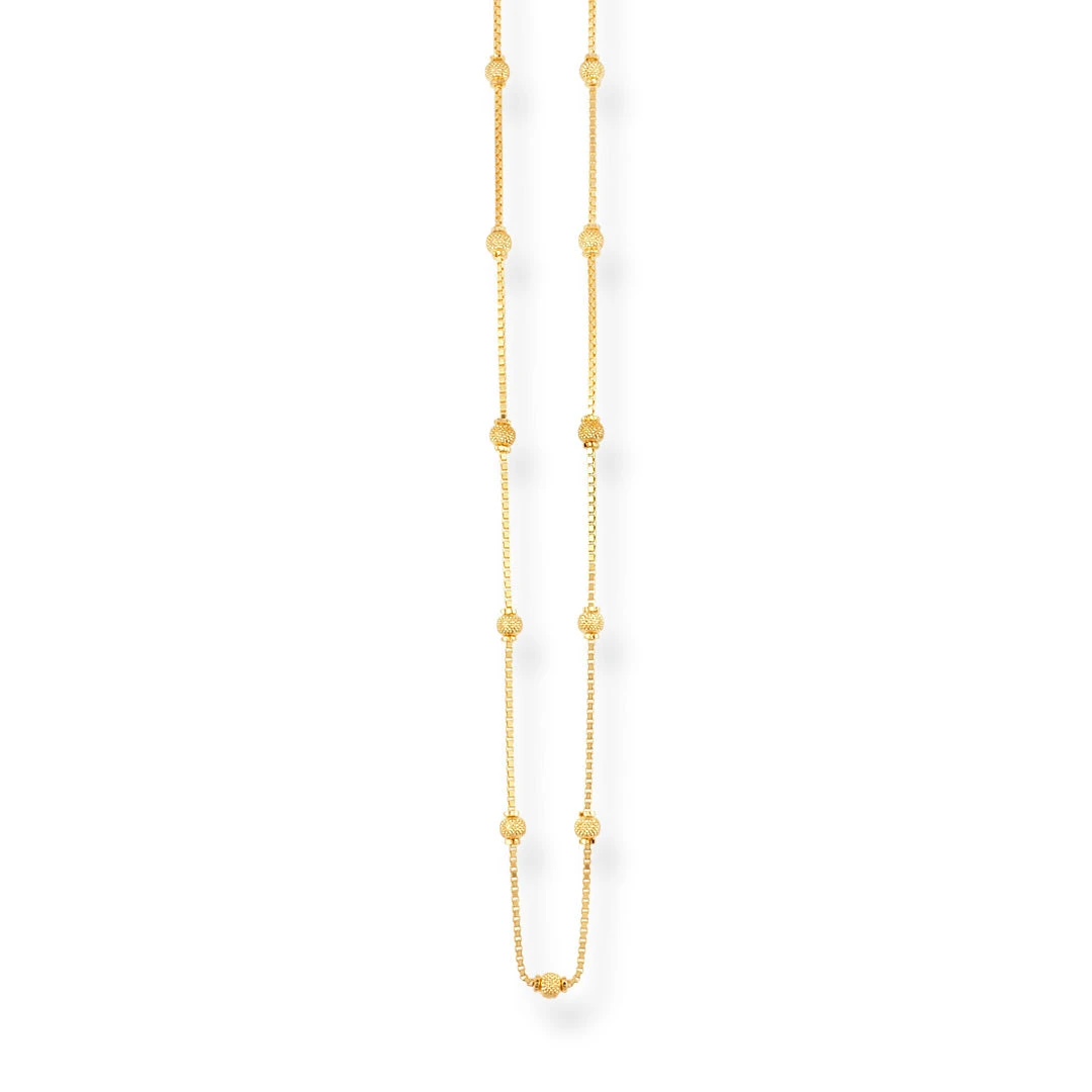22ct Gold Chain With Diamond Cut & Gold Beads At Intervals With Lobster Clasp – Elegant Luxury Jewellery| 16 Inches 3 22ct Gold Chain With Diamond Cut & Gold Beads At Intervals With Lobster Clasp – Elegant Luxury Jewellery| 16 Inches - Image 3
