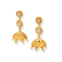 22ct Gold Necklace Suite With Cubic Zirconia Stones & Hook Clasp. -Shiny Jewelry Hub P1160239