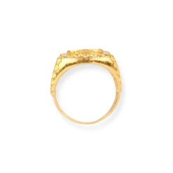 22ct Yellow Gold ॐ Ring With Cubic Zirconia Stones – Timeless Spiritual Symbol In Gold | Size S -Shiny Jewelry Hub P3120122
