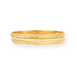 1 Pair Of 22ct Gold Bangles With Rope Design And Comfort Finish – Bangles For Everyday