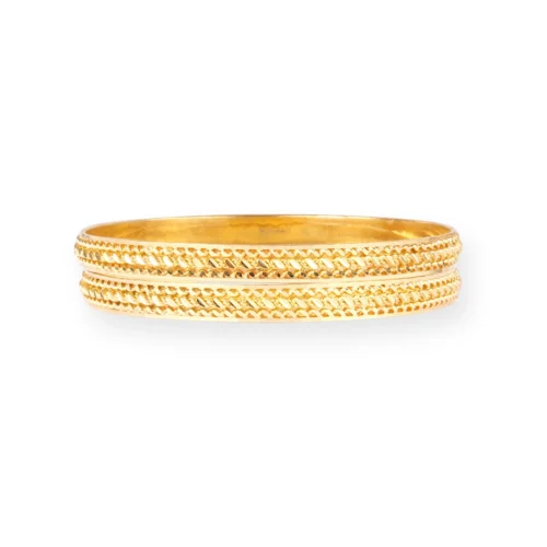 1 Pair Of 22ct Gold Bangles With Rope Design And Comfort Finish – Bangles For Everyday