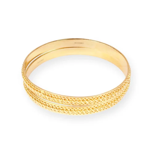 1 Pair Of 22ct Gold Bangles With Rope Design And Comfort Finish – Bangles For Everyday -Shiny Jewelry Hub P3120173
