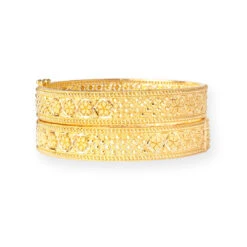 22ct Yellow Gold Bangle With Filigree Work & Secure Screw Fitting – Bangles For All Occasion