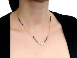 Daily Wear 22ct Gold Mangalsutra With Black Beads & Sparkling Cubic Zirconia Stones 5 Daily Wear 22ct Gold Mangalsutra With Black Beads & Sparkling Cubic Zirconia Stones -Shiny Jewelry Hub P6230172