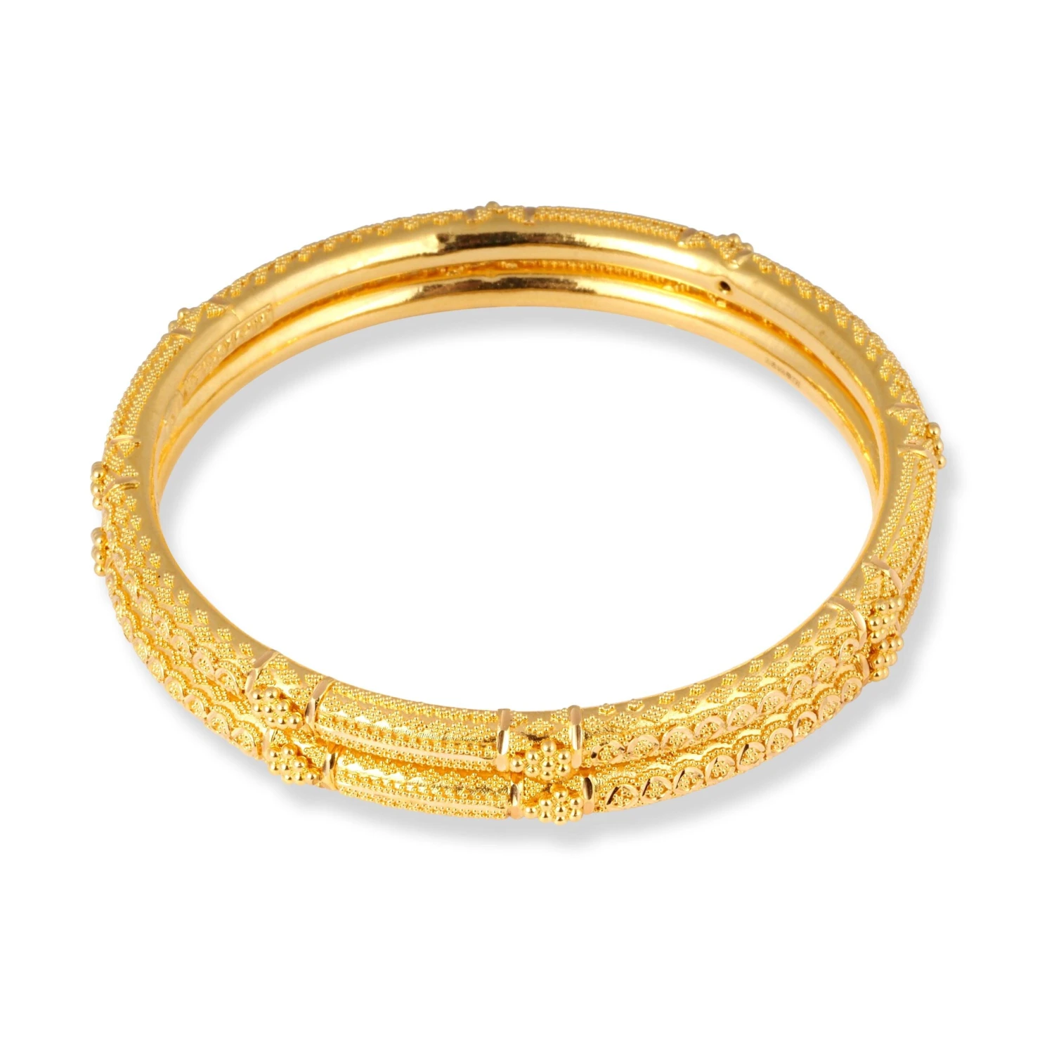 22ct Gold Pair Of Hollow Tube Bangles With Filigree Work & Comfort Fit Finish 3 22ct Gold Pair Of Hollow Tube Bangles With Filigree Work & Comfort Fit Finish - Image 3