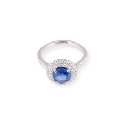 Platinum Diamond And Blue Sapphire Dress Ring LR-7061 -Shiny Jewelry Hub PA030112