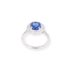 Platinum Diamond And Blue Sapphire Dress Ring LR-7061 -Shiny Jewelry Hub PA030113