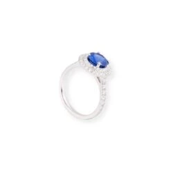 Platinum Diamond And Blue Sapphire Dress Ring LR-7061 -Shiny Jewelry Hub PA030114