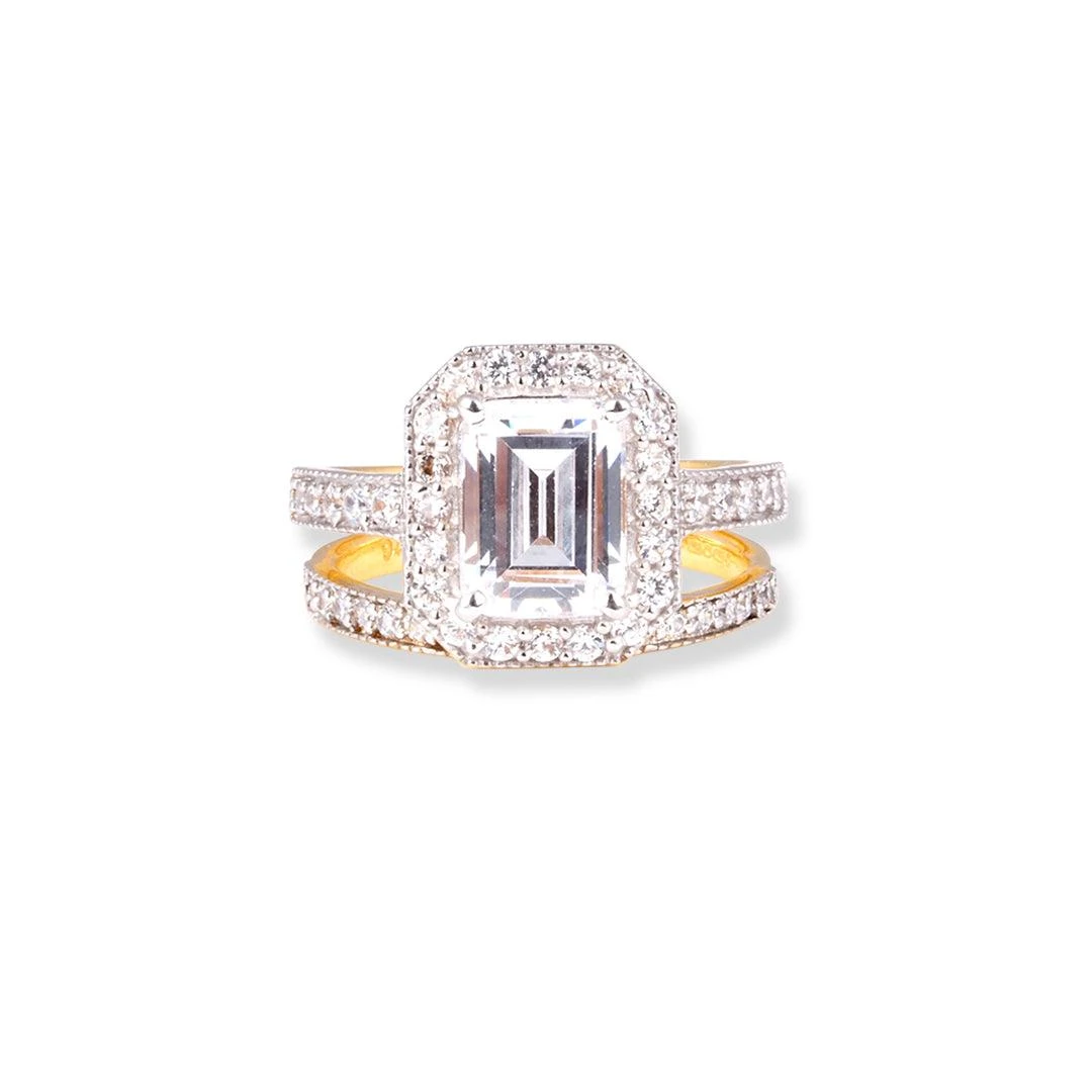 22ct Gold Emerald Cut Swarovski Zirconia Engagement Ring And Wedding Band Suite "jodi" (5.84g) LR20009 1 22ct Gold Emerald Cut Swarovski Zirconia Engagement Ring And Wedding Band Suite "jodi" (5.84g) LR20009