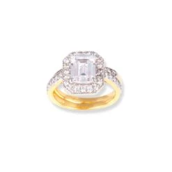 22ct Gold Emerald Cut Swarovski Zirconia Engagement Ring And Wedding Band Suite "jodi" (5.84g) LR20009 6 22ct Gold Emerald Cut Swarovski Zirconia Engagement Ring And Wedding Band Suite "jodi" (5.84g) LR20009 -Shiny Jewelry Hub PA190002