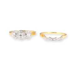 22ct Gold Swarovski Zirconia Trilogy Style Engagement Ring And Wedding Band Suite "jodi" LR18425 5 22ct Gold Swarovski Zirconia Trilogy Style Engagement Ring And Wedding Band Suite "jodi" LR18425 -Shiny Jewelry Hub PA190008