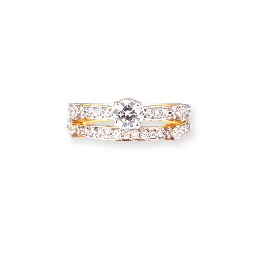 22ct Gold Cubic Zirconia Engagement Ring And Wedding Band Suite LR14433 1 22ct Gold Cubic Zirconia Engagement Ring And Wedding Band Suite LR14433