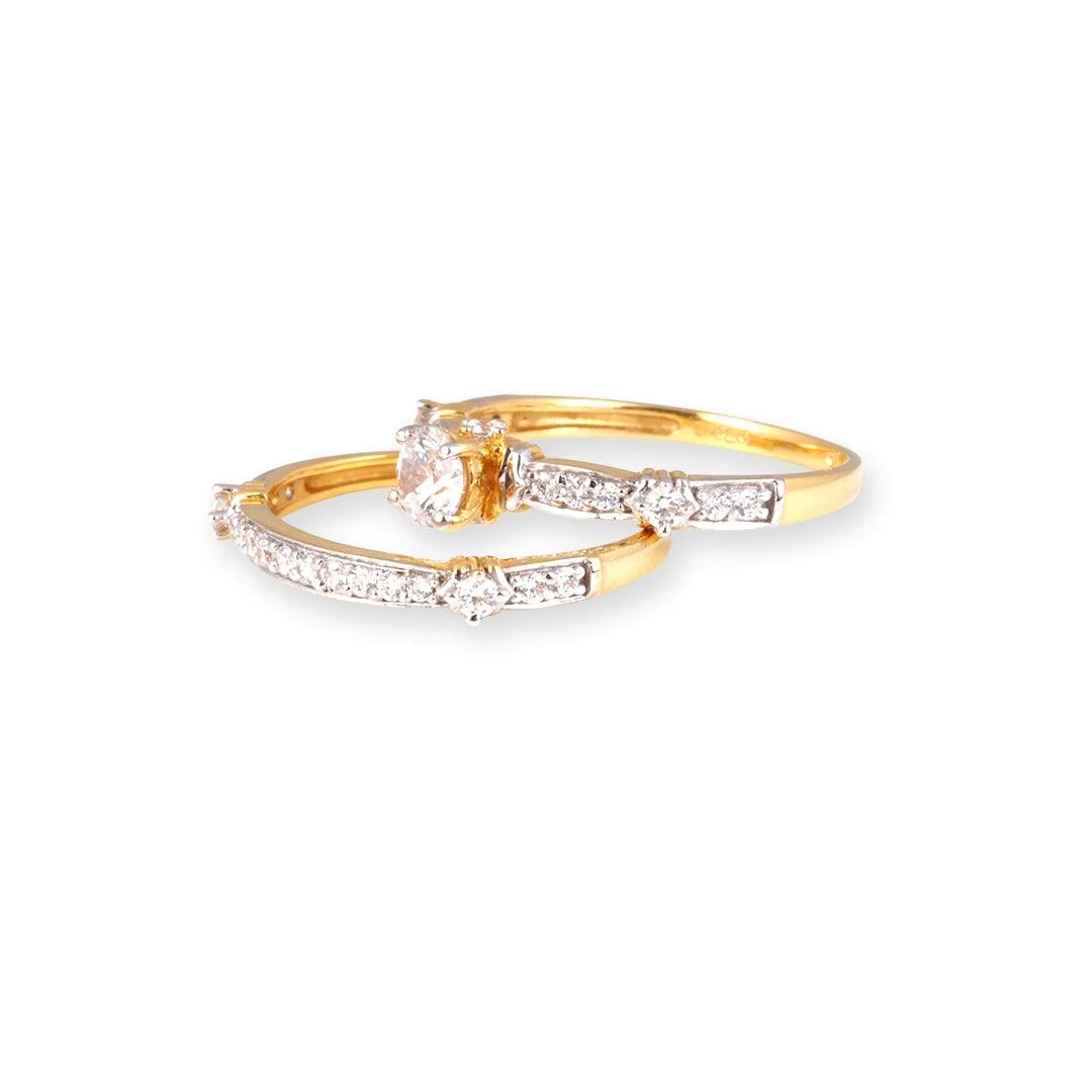 22ct Gold Cubic Zirconia Engagement Ring And Wedding Band Suite LR14433 2 22ct Gold Cubic Zirconia Engagement Ring And Wedding Band Suite LR14433 - Image 2