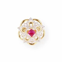 22ct Gold Swarovski Zirconia And Pink Centre Stone Dress Ring-7098 9 22ct Gold Swarovski Zirconia And Pink Centre Stone Dress Ring-7098 -Shiny Jewelry Hub PB020027