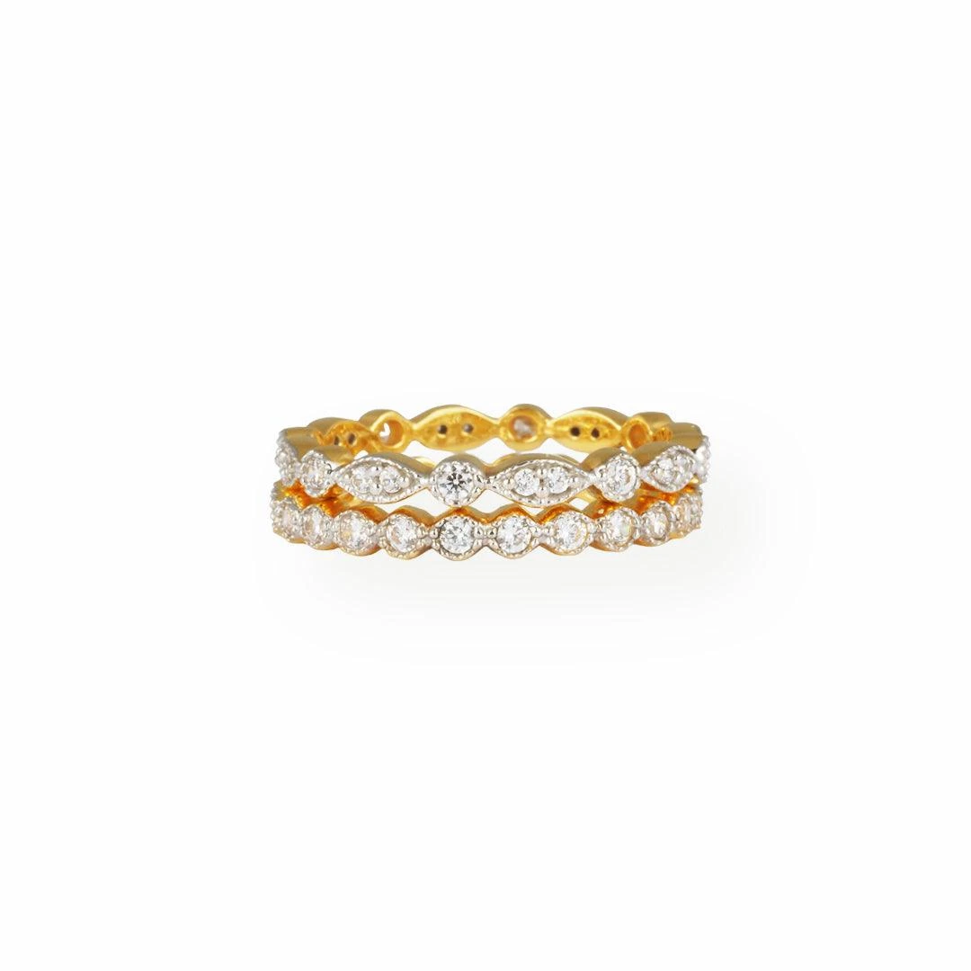 22ct Gold Set Of 2 Stacking Eternity Rings With Swarovski Zirconia Stones LR-7101 1 22ct Gold Set Of 2 Stacking Eternity Rings With Swarovski Zirconia Stones LR-7101