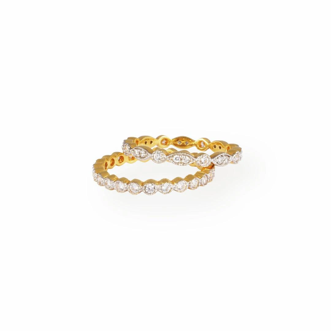 22ct Gold Set Of 2 Stacking Eternity Rings With Swarovski Zirconia Stones LR-7101 4 22ct Gold Set Of 2 Stacking Eternity Rings With Swarovski Zirconia Stones LR-7101 - Image 4
