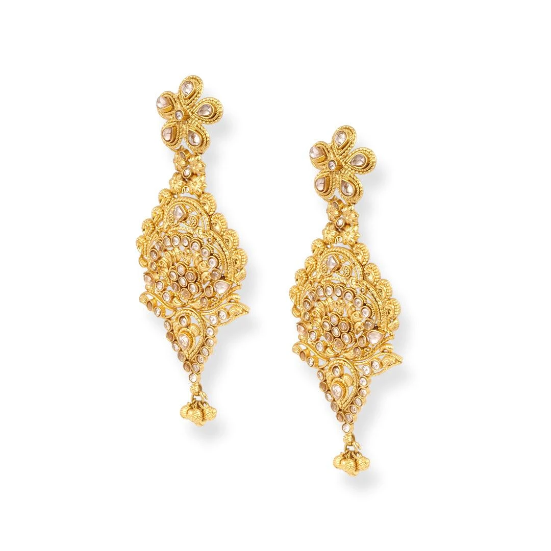 22ct Gold Antique-Style Bridal Necklace & Earrings Set With Intricate Filigree 5 22ct Gold Antique-Style Bridal Necklace & Earrings Set With Intricate Filigree - Image 5