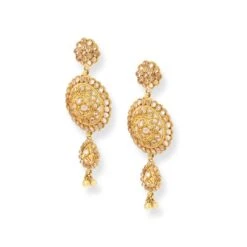 22ct Gold Antique-Style Necklace & Earrings Set With Floral Circular Pendant Design 10 22ct Gold Antique-Style Necklace & Earrings Set With Floral Circular Pendant Design -Shiny Jewelry Hub PC120016