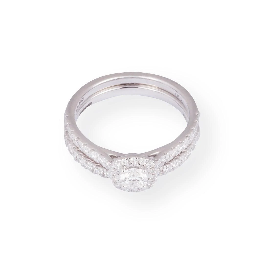 18ct White Gold Diamond Engagement Ring And Wedding Band Set -5812 3 18ct White Gold Diamond Engagement Ring And Wedding Band Set -5812 - Image 3