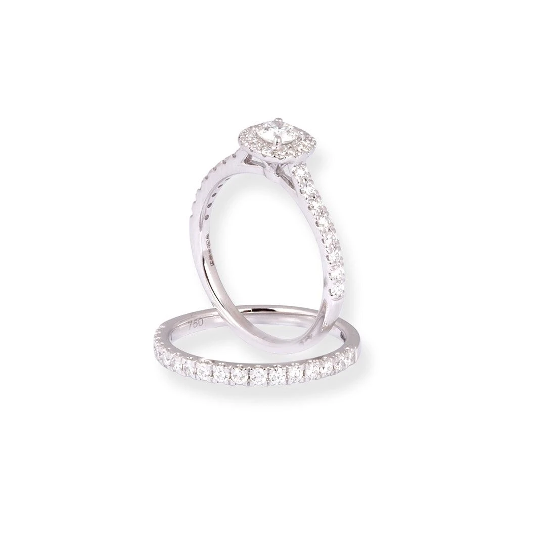 18ct White Gold Diamond Engagement Ring And Wedding Band Set -5812 5 18ct White Gold Diamond Engagement Ring And Wedding Band Set -5812 - Image 5