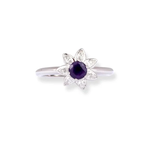 Platinum Dress Ring With Diamond And Amethyst Ring LR-8653