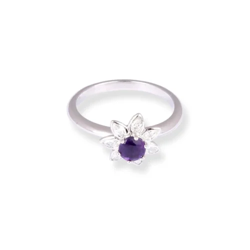 Platinum Dress Ring With Diamond And Amethyst Ring LR-8653 -Shiny Jewelry Hub PC200022