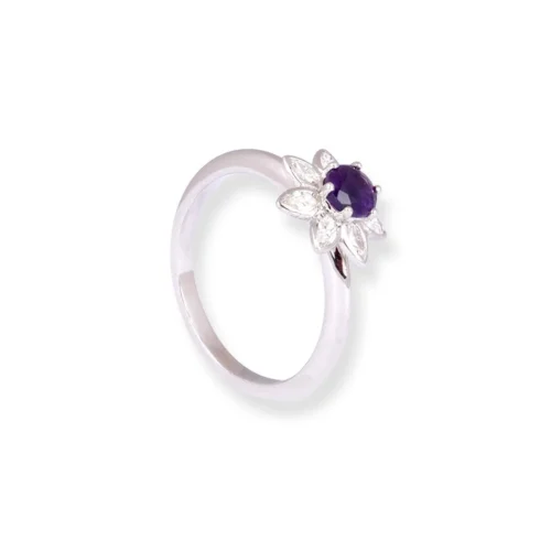 Platinum Dress Ring With Diamond And Amethyst Ring LR-8653 -Shiny Jewelry Hub PC200024