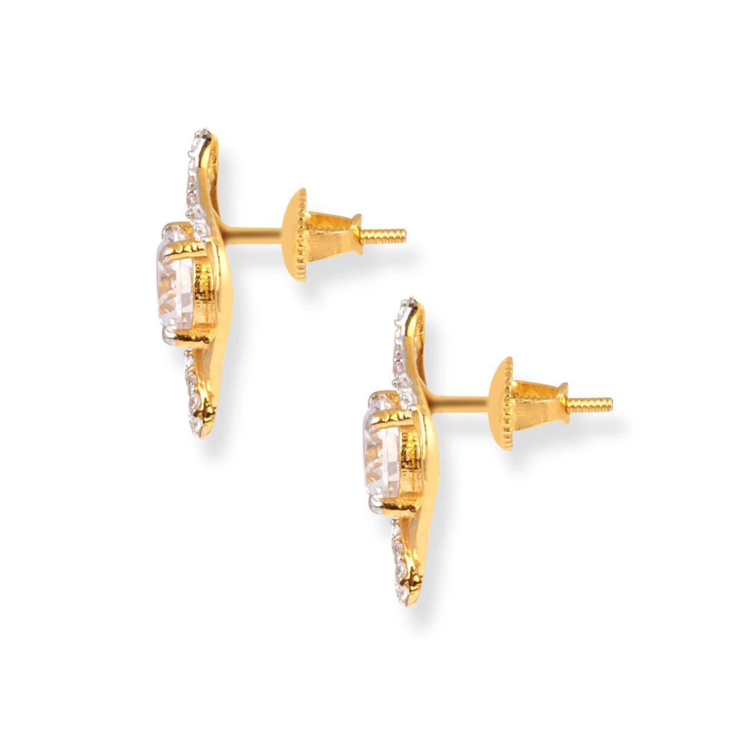 22ct Gold Pendant Suite With Cubic Zirconia Stones – Necklace & Earrings Set 4 22ct Gold Pendant Suite With Cubic Zirconia Stones – Necklace & Earrings Set - Image 4