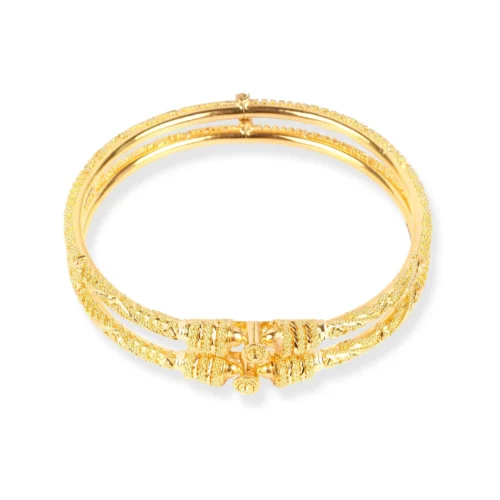 Pair Of 22ct Gold Openable Bangles With Filigree Design - Elegant 22ct Bangles -Shiny Jewelry Hub Pair of 22ct gold openable bangles with filigree design B 8642 3 scaled