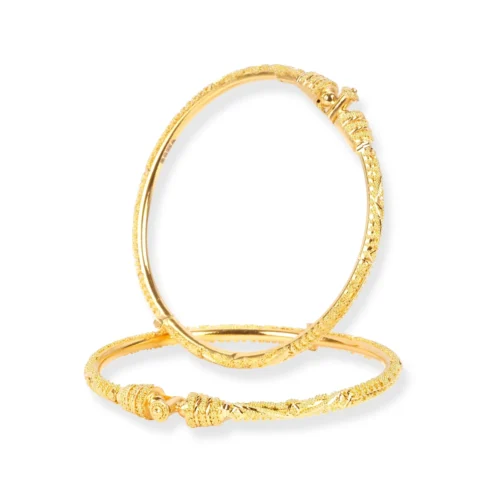 Pair Of 22ct Gold Openable Bangles With Filigree Design - Elegant 22ct Bangles -Shiny Jewelry Hub Pair of 22ct gold openable bangles with filigree design B 8642 4 scaled