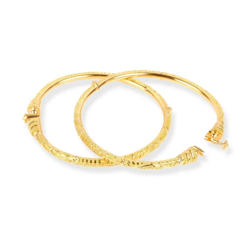 Pair Of 22ct Gold Openable Bangles With Filigree Design - Elegant 22ct Bangles -Shiny Jewelry Hub Pair of 22ct gold openable bangles with filigree design B 8642 5 scaled