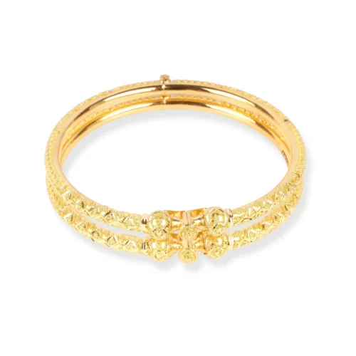 Pair Of 22ct Gold Openable Bangles With Filigree Design-Classic Openable Gold Bangles -Shiny Jewelry Hub Pair of 22ct gold openable bangles with filigree design B 8644 4 scaled