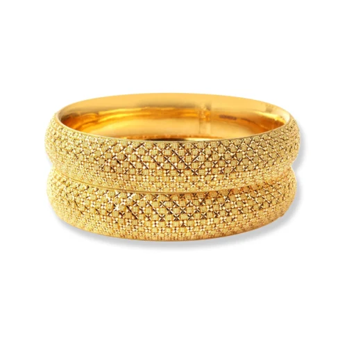 Pair Of 22ct Gold Wide Filigree Design Bangles