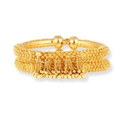 Pair Of Two 22ct Gold Openable Bangles With Hanging Charms.