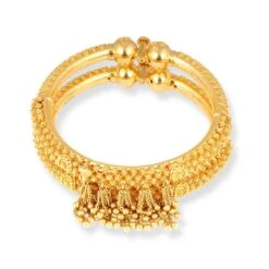 Shiny Jewelry Hub -Shiny Jewelry Hub PairofTwo22ctGoldOpenableBangleswithHangingCharmsB 8605 1