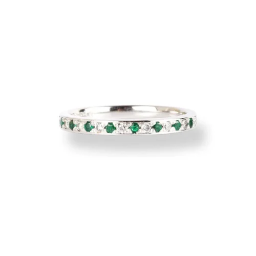 Platinum Diamond & Emerald Half-Eternity Band LR-6668