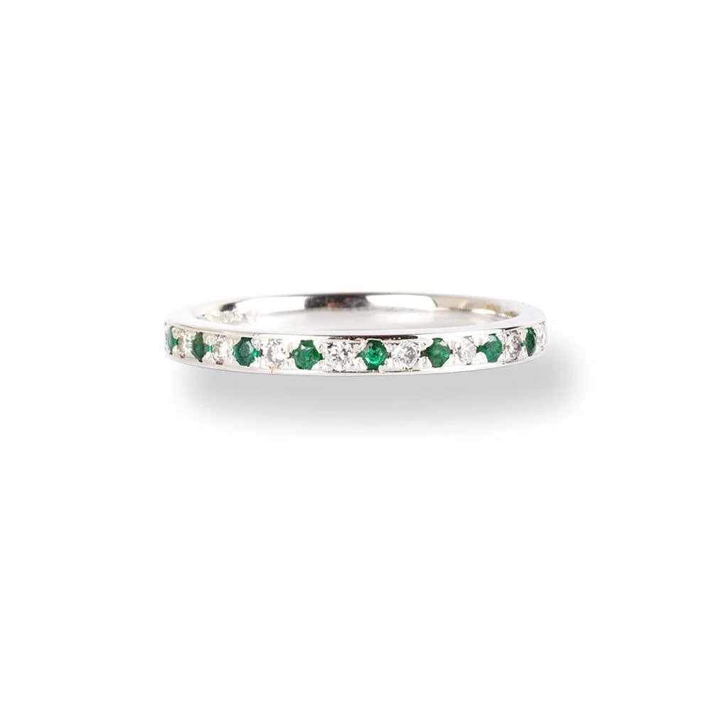 Platinum Diamond & Emerald Half-Eternity Band LR-6668 1 Platinum Diamond & Emerald Half-Eternity Band LR-6668