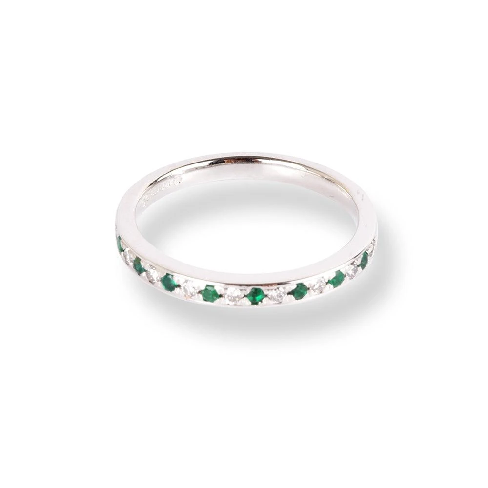 Platinum Diamond & Emerald Half-Eternity Band LR-6668 2 Platinum Diamond & Emerald Half-Eternity Band LR-6668 - Image 2