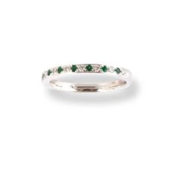 Platinum Diamond & Emerald Half-Eternity Band LR-6668 6 Platinum Diamond & Emerald Half-Eternity Band LR-6668 -Shiny Jewelry Hub PlatinumDiamond EmeraldHalf EternityBandLR 6668 2