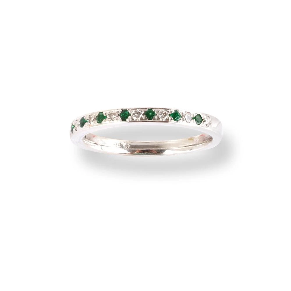 Platinum Diamond & Emerald Half-Eternity Band LR-6668 3 Platinum Diamond & Emerald Half-Eternity Band LR-6668 - Image 3